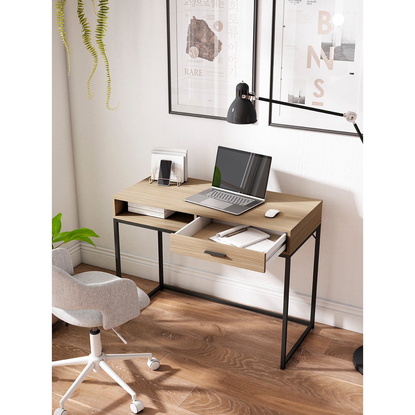 Escritorio Canterbury nogal claro 79x105x48 cm