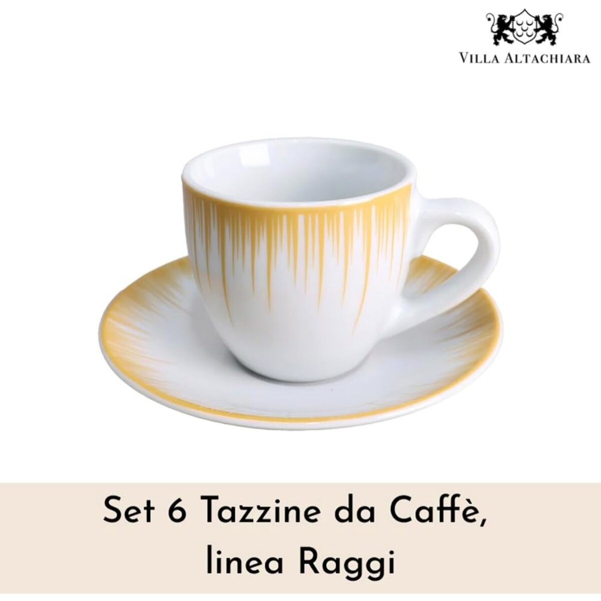 Set 6 tazzine da caffè Raggi con piattini in porcellana