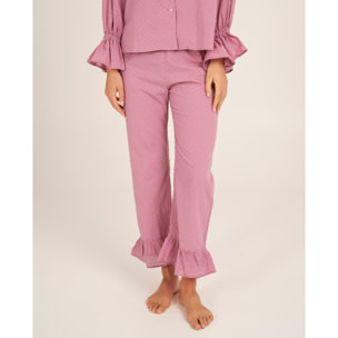 Pantalón de pijama de mujer con volantes en el bajo