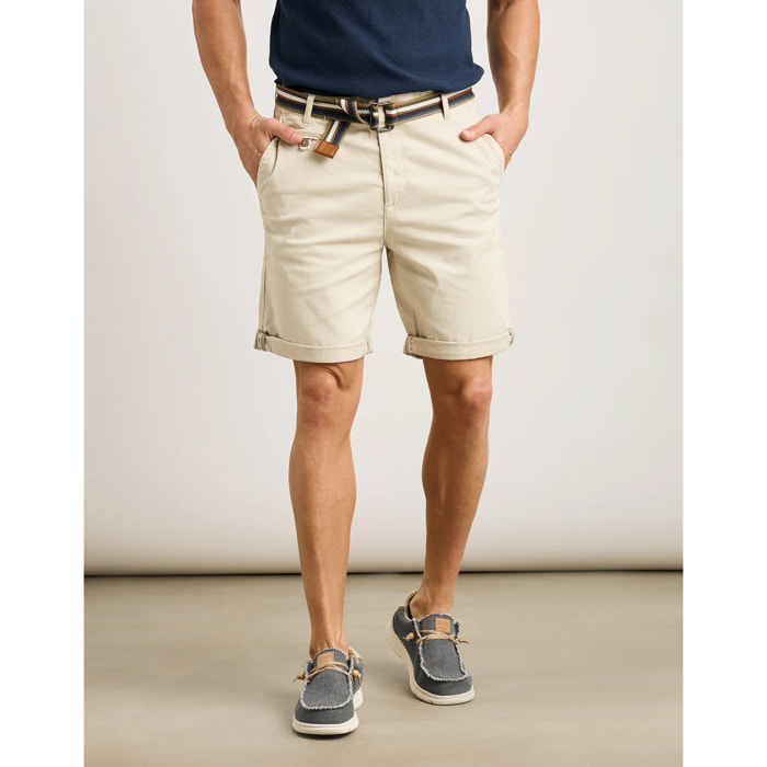Bermuda Algodón con Cinturón Piedra - Esteban
