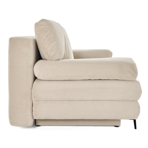 Elton - canapé 3 places convertible avec coffre en velours côtelé - Beige