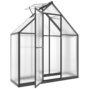 Serre de jardin alu polycarbonate - porte, lucarne - 1,7 x 0,58 x 1,95 m - noir