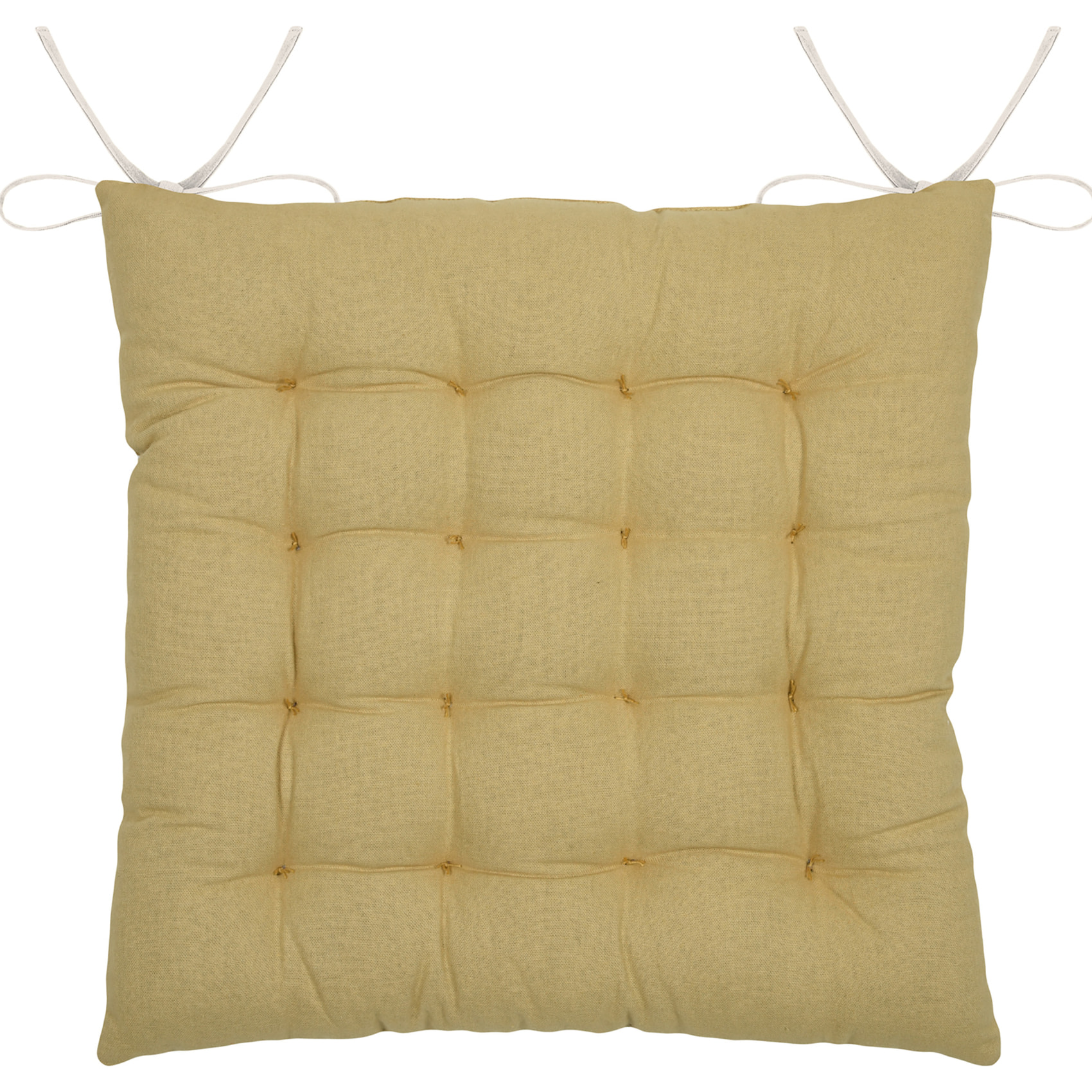 Galette de chaise brodée à motifs palmiers - Jaune moutarde