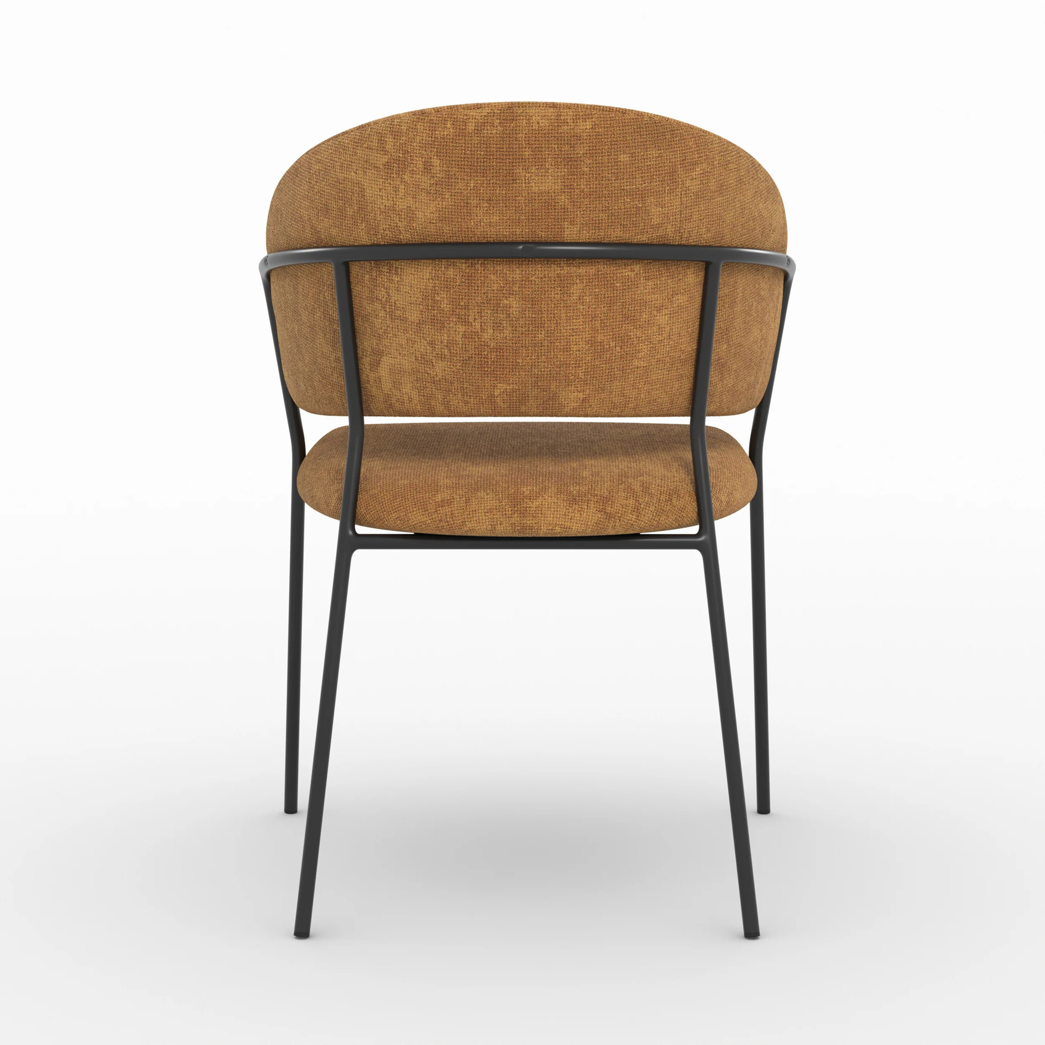 Lot de 2 chaises en tissu caramel et pieds en métal noir - Amaya