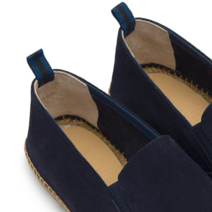 Alpargata joel plana en piel y yute con elásticos laterales