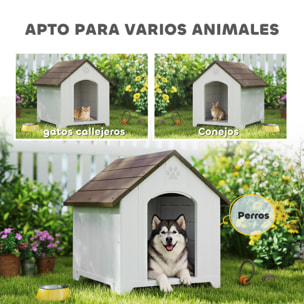 Caseta para Perros Exterior, Casa para Perros Extragrandes de Plástico Impermeable con 2 Ventanas, Base Elevada, Estacas, Fácil de Montar, 102x94x103 cm, Marrón Oscuro