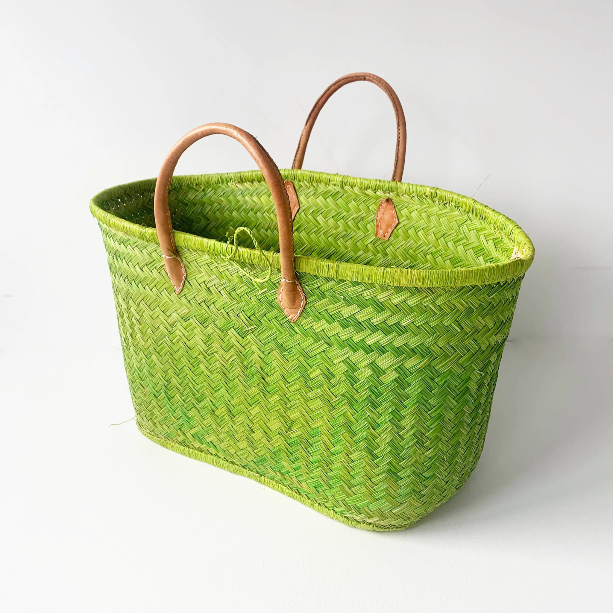 Panier artisanal Aravola GM Luxe Unis Vert Anis