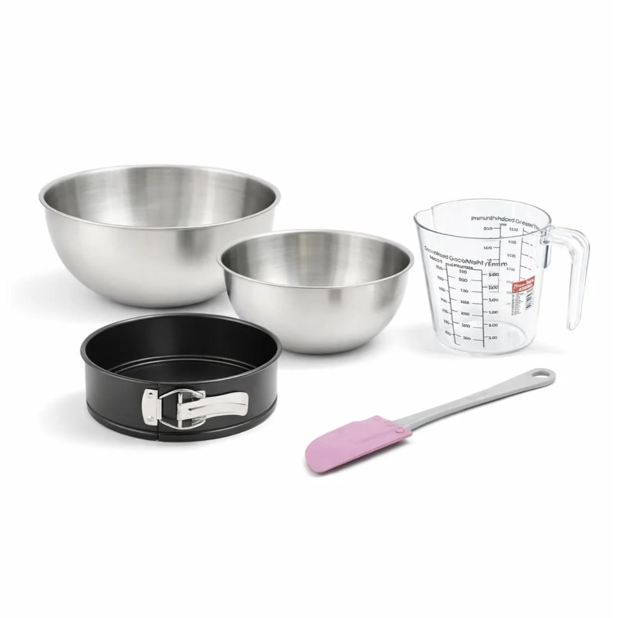 Set pâtisserie avec mini moule à manqué, 2 bols à mixer, verre mesureur et spatule Zenker