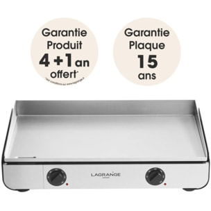 Plancha électrique LAGRANGE Pro 65L noir 2 brûleurs à poser, 65x40 cm + kit d'accessoires