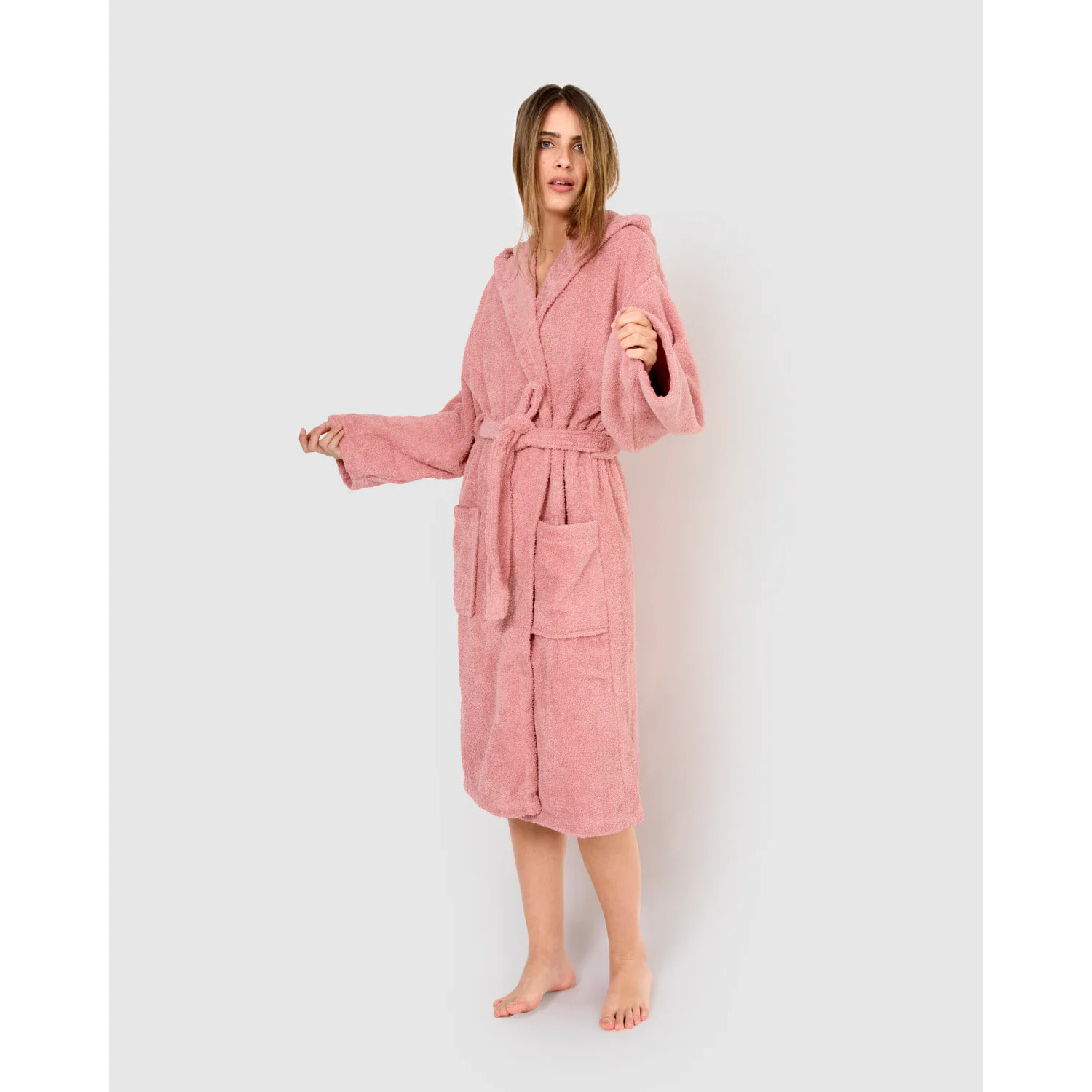 Albornoz capucha 450gr unisex rosa keike