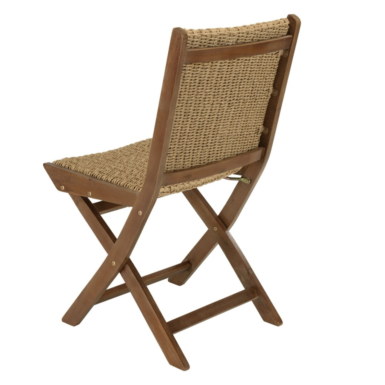 VICK - Lot de 2 chaises pliantes acacia huilé et rotin synthétique