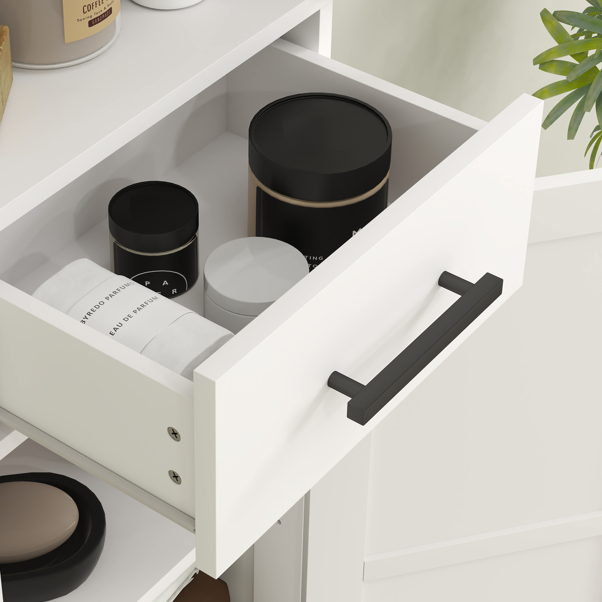 Armario Alto de Baño Estrecho con 2 Puertas 1 Cajón y 2 Estantes Ajustables Columna de Baño Estilo Rústico para Salón Aseo Cocina 40x30x170 cm Blanco