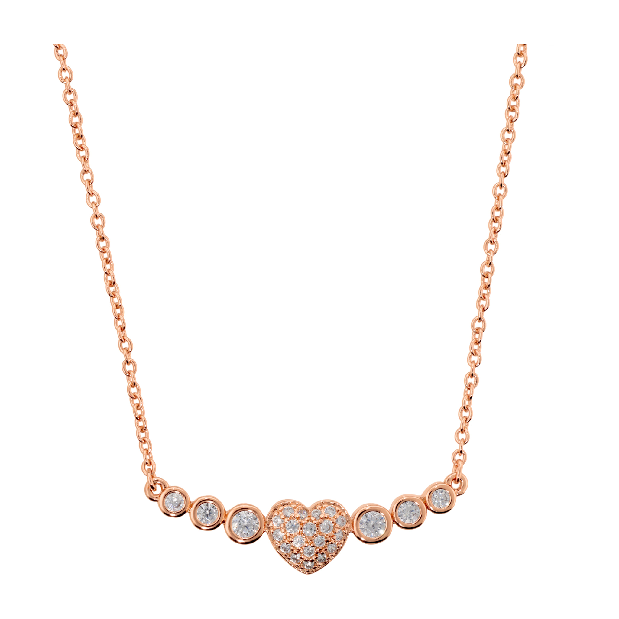 Collana Cuore con Pavé e Punti Luce in Cubic Zirconia