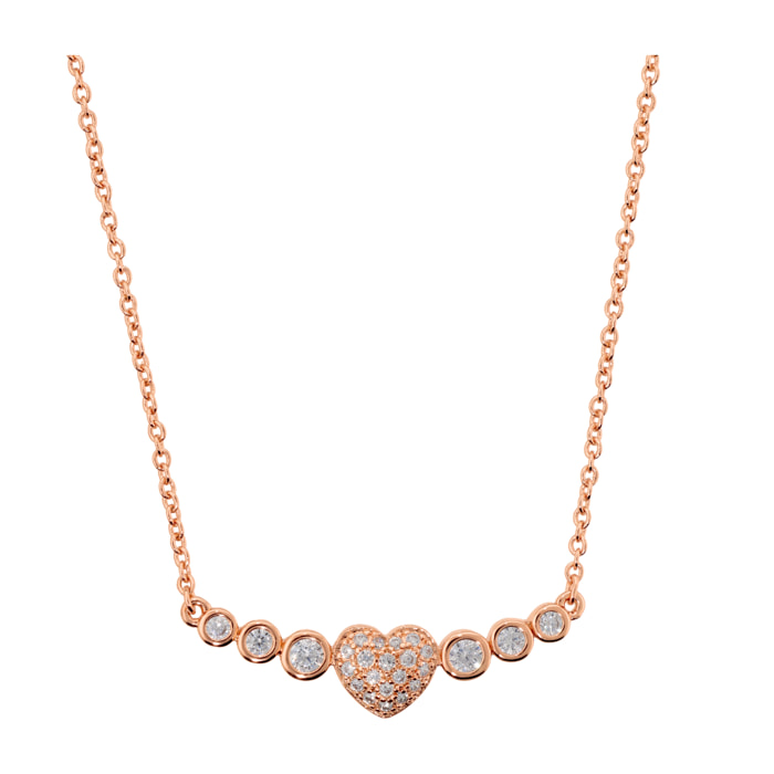Collana Cuore con Pavé e Punti Luce in Cubic Zirconia