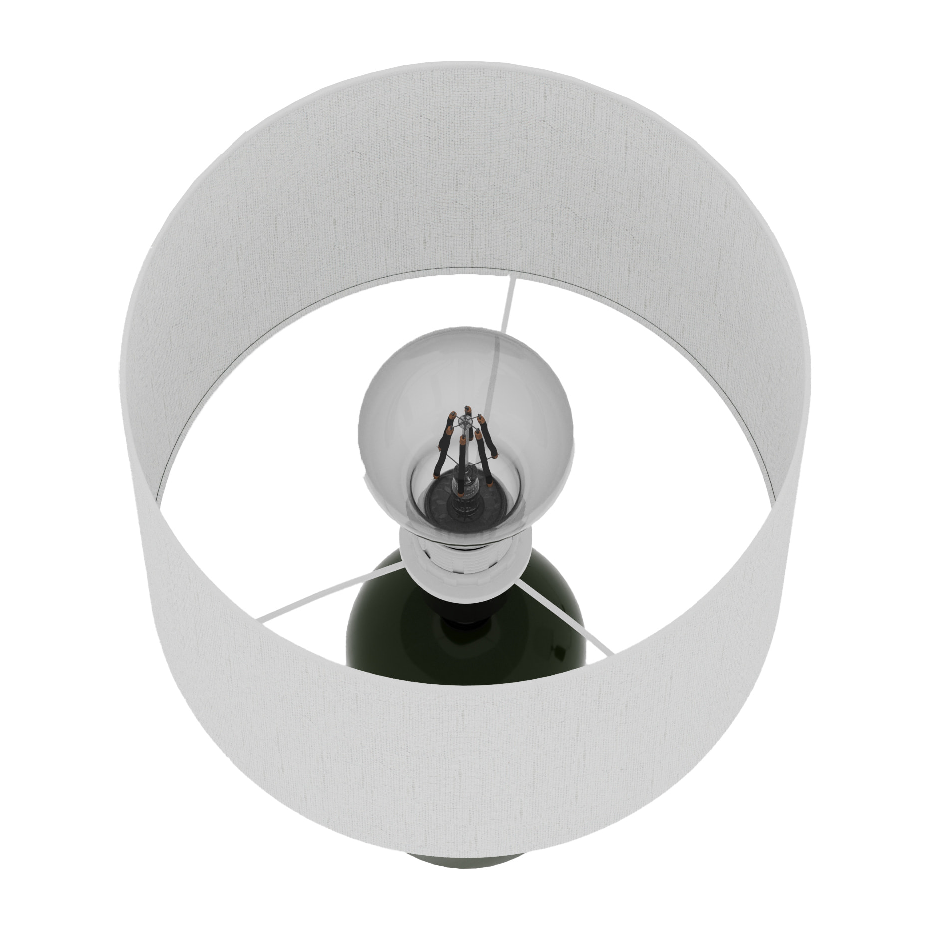 Becker - Lampe à poser en céramique verte avec abat-jour en lin naturel