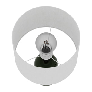 Becker - Lampe à poser en céramique verte avec abat-jour en lin naturel