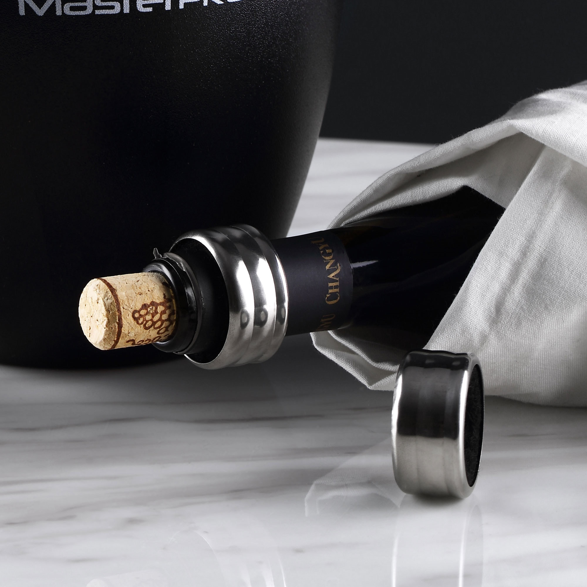 Set 2 aros recogegotas acero inoxidable colección CRU Wine Expert