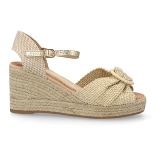 Sandalia cuña esparto lazo mujer