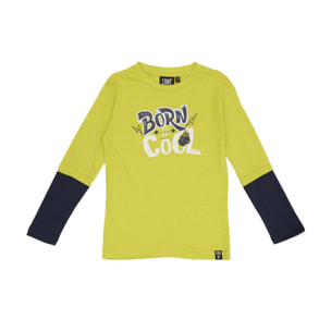T-shirt da bambino maniche lunghe bicolor e stampa Basic