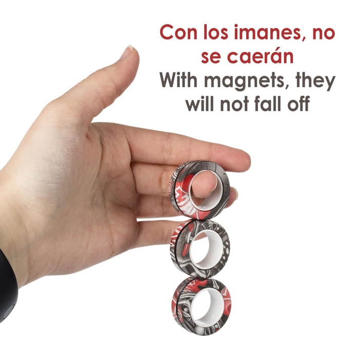 Magnetic Fidget Rings, anillos magnéticos de diseño exclusivo. Juguete antiestrés, ansiedad, concentración.