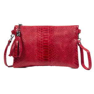 Ermine Bolso bandolera Mujer.Piel auténtica Gamuza Grabado Serpiente