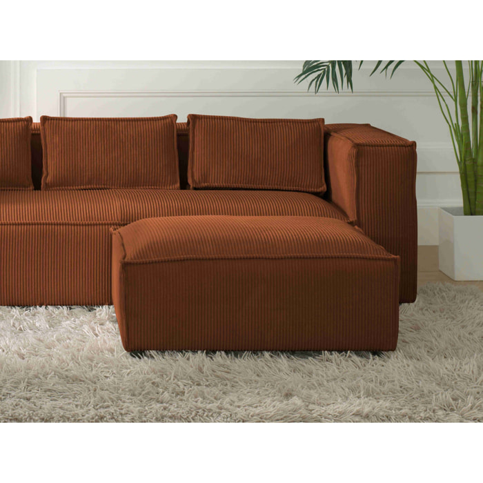 Stella - pouf en velours côtelé - style contemporain - Terracotta