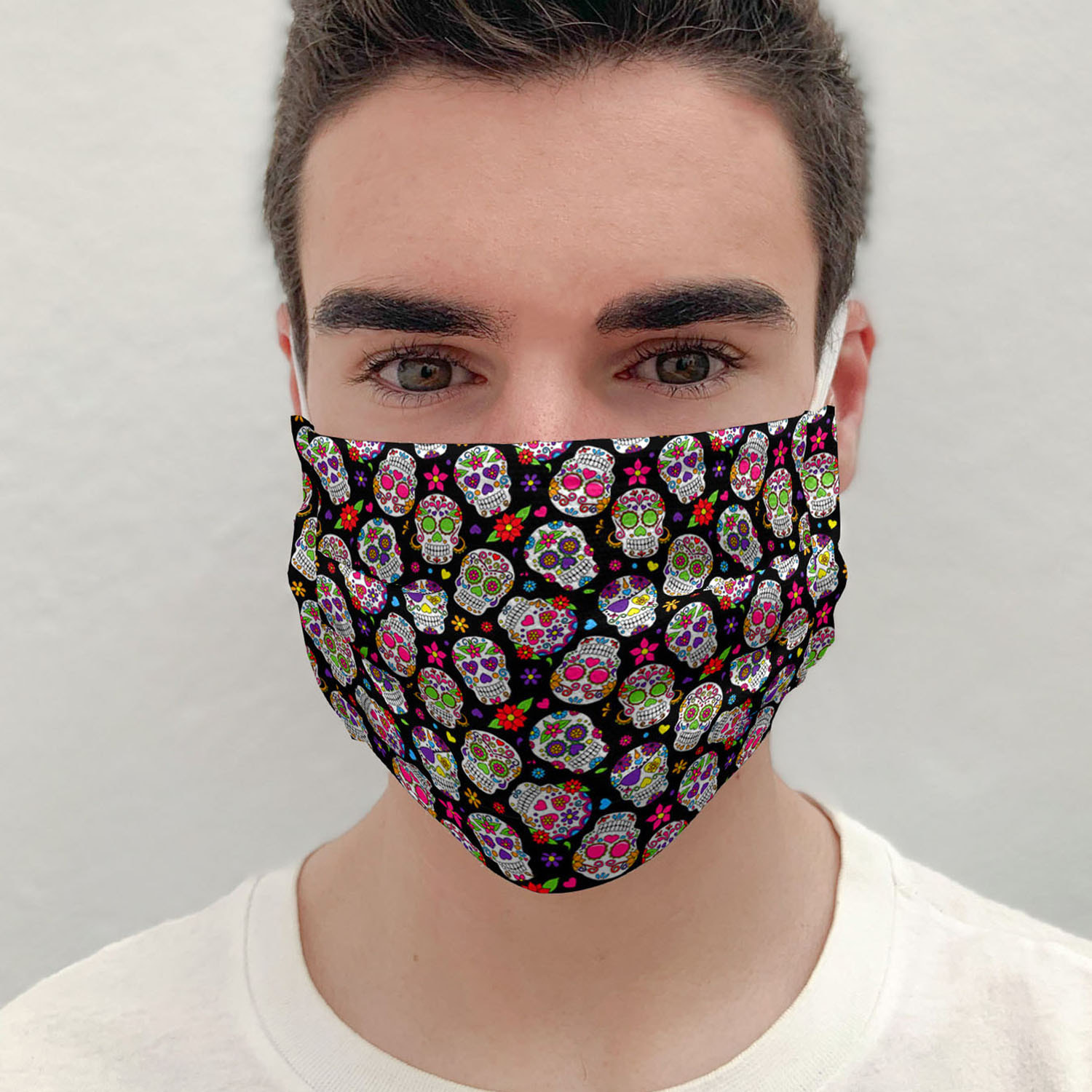 Naturals - Mascarilla Higiénica - Reutilizable - Estampada - Microfibra - Skulls CooL