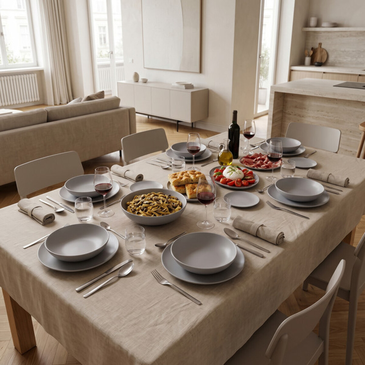 Servizio piatti 18 pezzi in ceramica - GRIGIO
