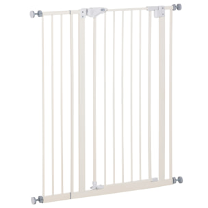 Barrière de sécurité longueur réglable dim. 74-84 cm ou 92-102 cm sans perçage métal plastique blanc