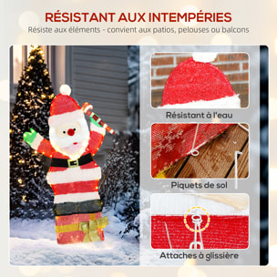 Père Noël lumineux H.93cm - 97 LEDs blanc chaud - décoration de Noël extérieure norme IP44