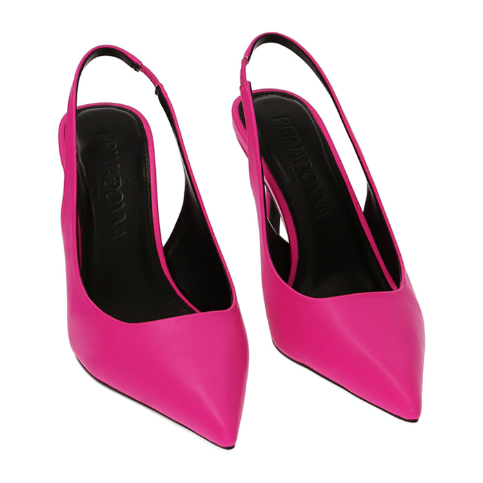 Slingback fucsia, tacco 8,4 cm