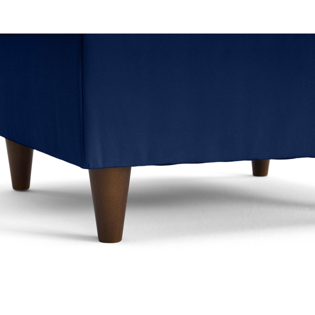 Anna - pouf en velours - pieds en bois - Bleu nuit