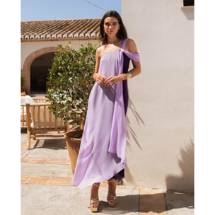 Vestido escote bardot con capa