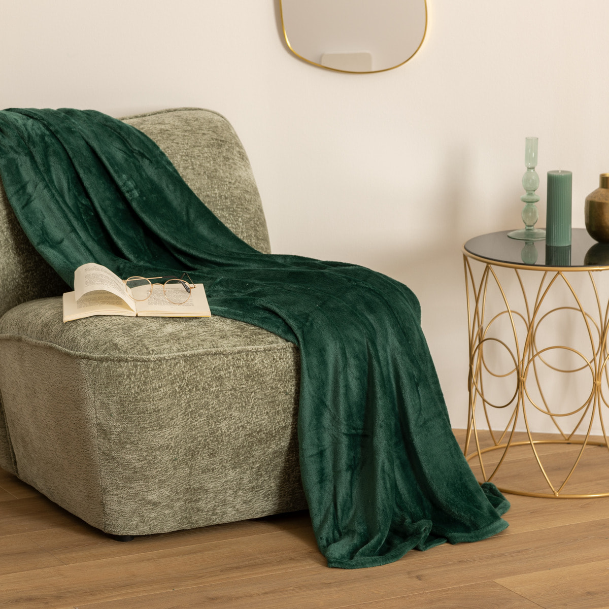 Plaid flanelle vert 130x180cm