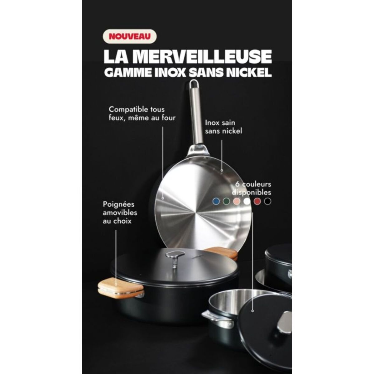 Casserole COOKUT LA MERVEILLEUSE  INOX 20CM - GRAPHITE