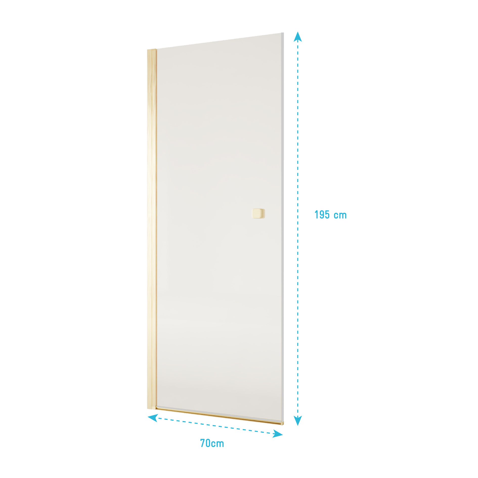 Porte de Douche Pivotante 70x195cm - Verre Trempe 8mm Anticalcaire - Alu Or Brosse - GOLD ELEMENTARY