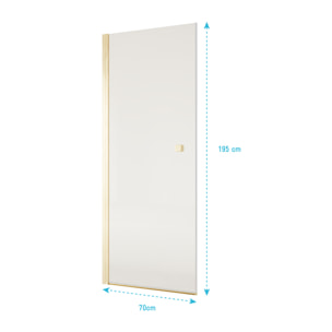 Porte de Douche Pivotante 70x195cm - Verre Trempe 8mm Anticalcaire - Alu Or Brosse - GOLD ELEMENTARY