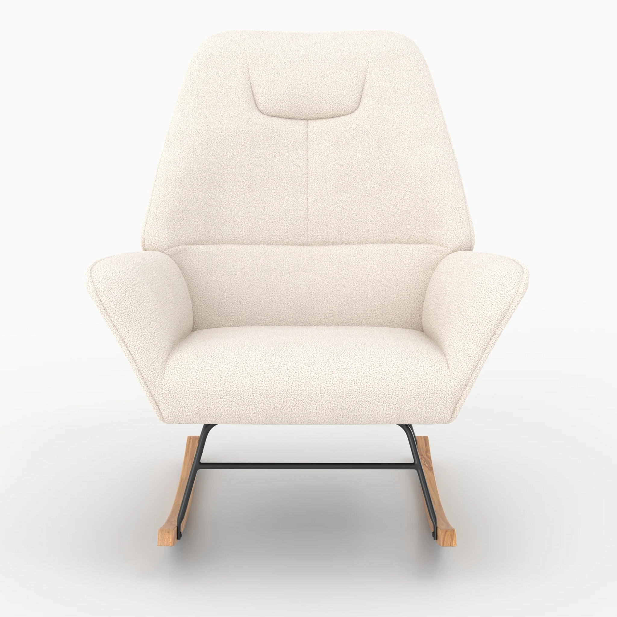Rocking-chair en tissu bouclé blanc - Shaun