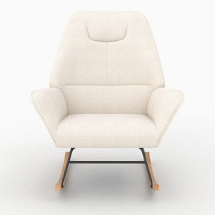 Rocking-chair en tissu bouclé blanc - Shaun