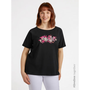 Fiorella Rubino - Camiseta con escritura de lentejuelas - Negro