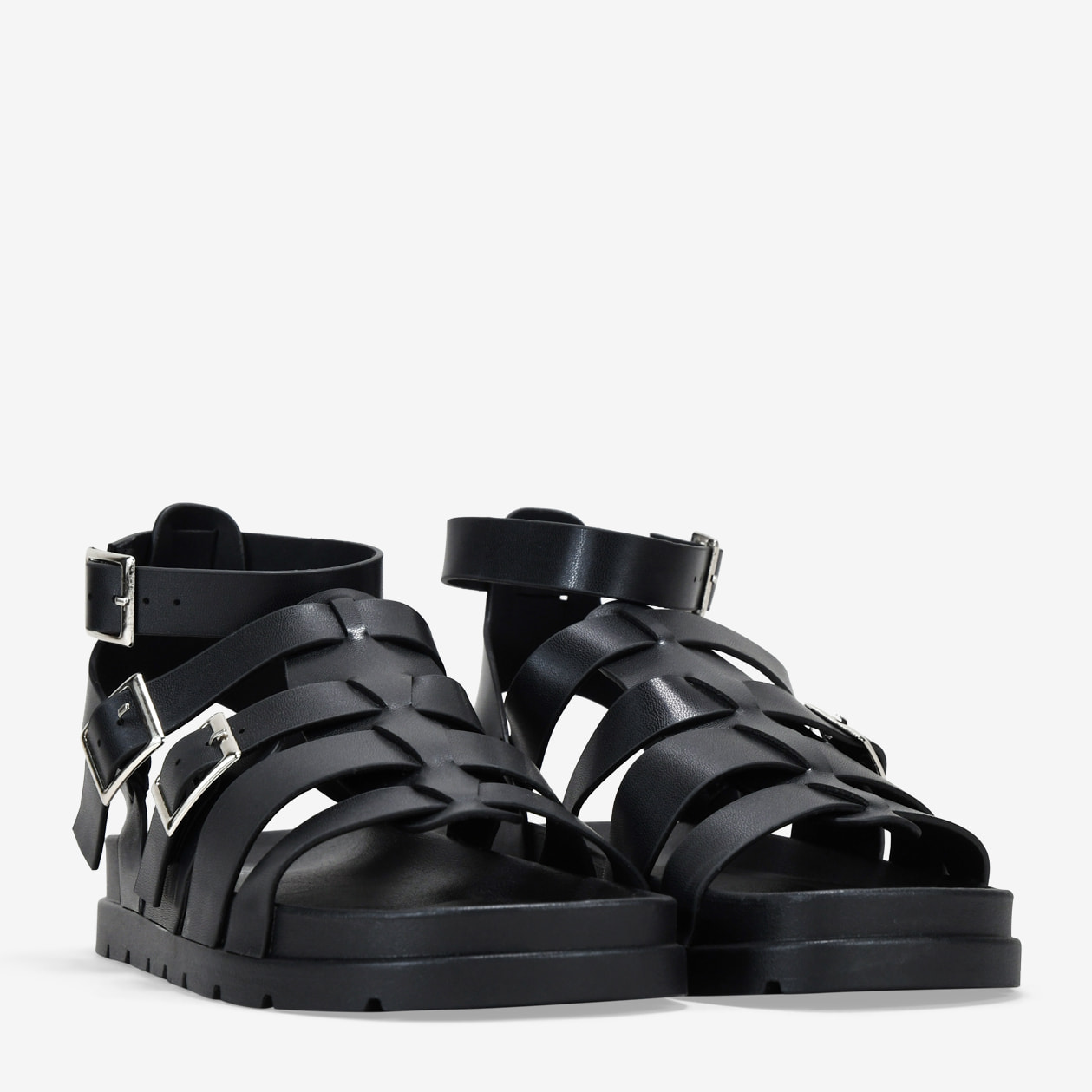 Sandalias cangrejeras negras con hebilla