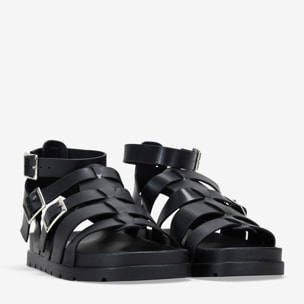 Sandalias cangrejeras negras con hebilla