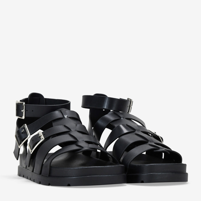 Sandalias cangrejeras negras con hebilla