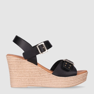 Sandalias de Piel - Negro - Tacón: 6 cm