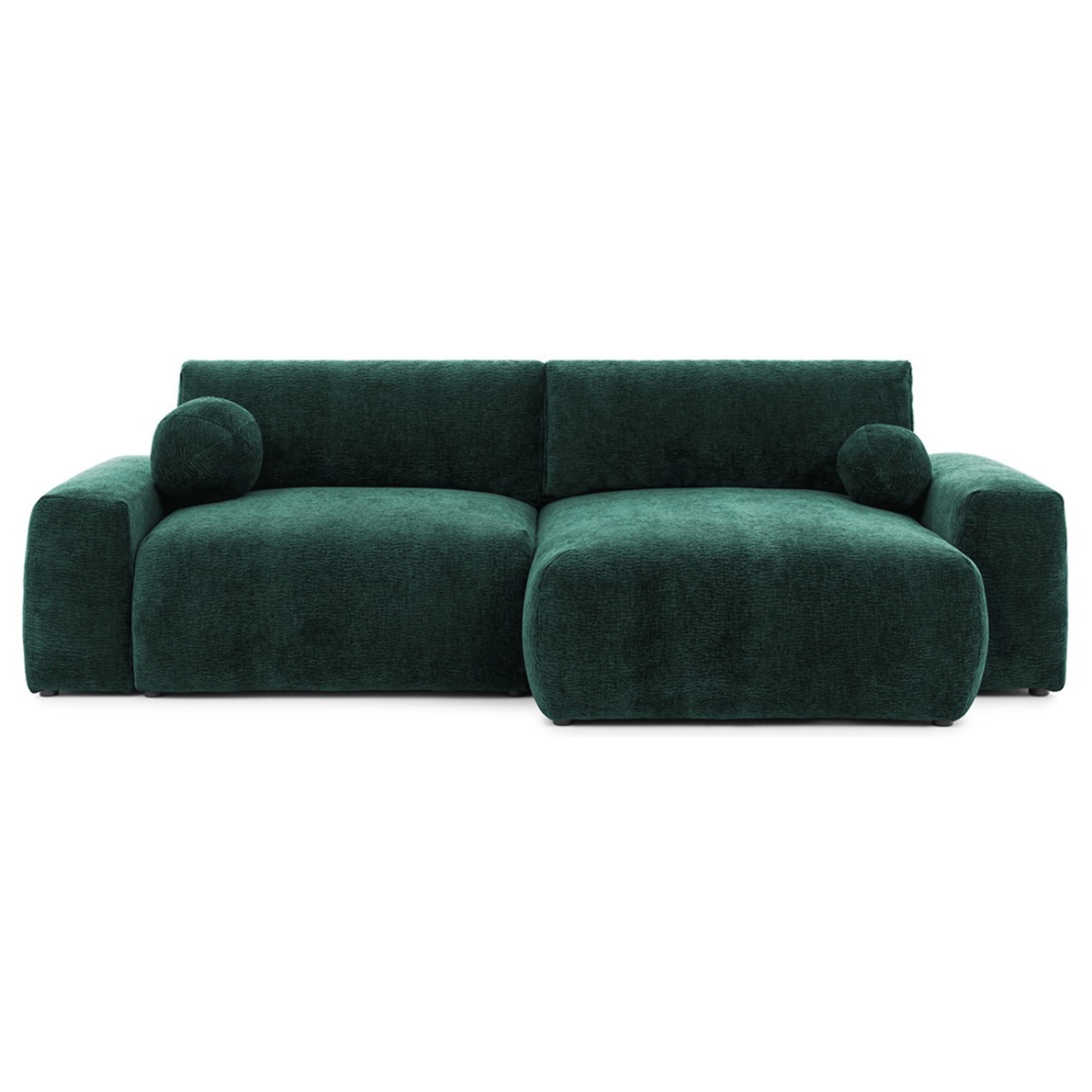 Constance - Canapé d'angle réversible 4 places convertible avec coffre en velours relief - Vert