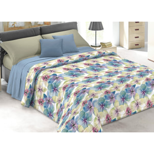 Quilt Trapuntino Piumino Estivo 100gr/mq Microfibra Disegno Flower Blu D19