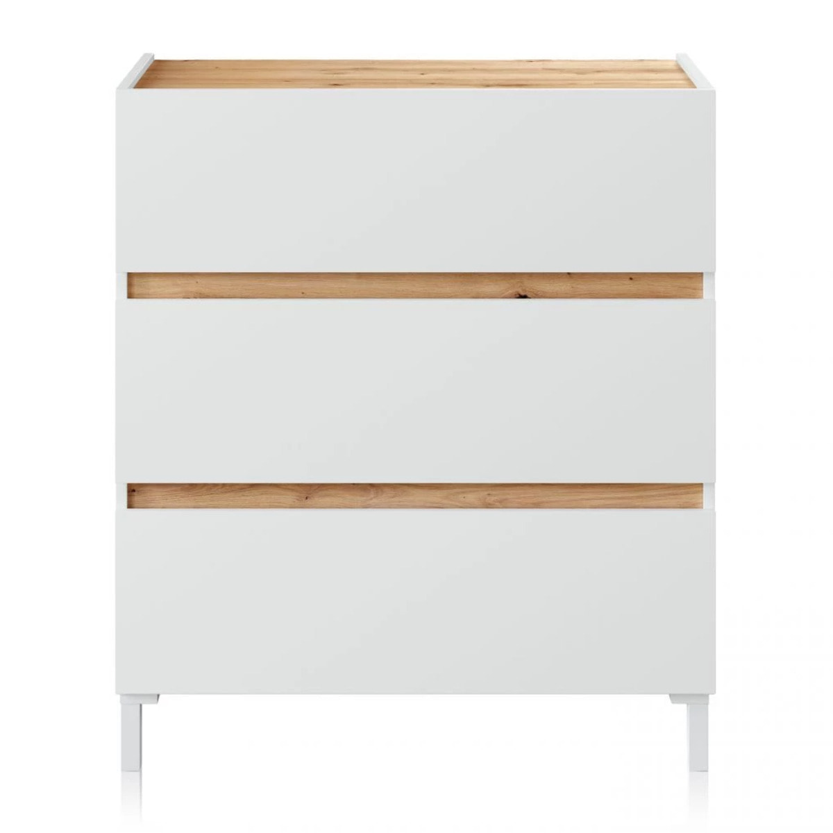 Cómoda Ezra Blanco Artik (Blanco Mate) - Roble Nodi