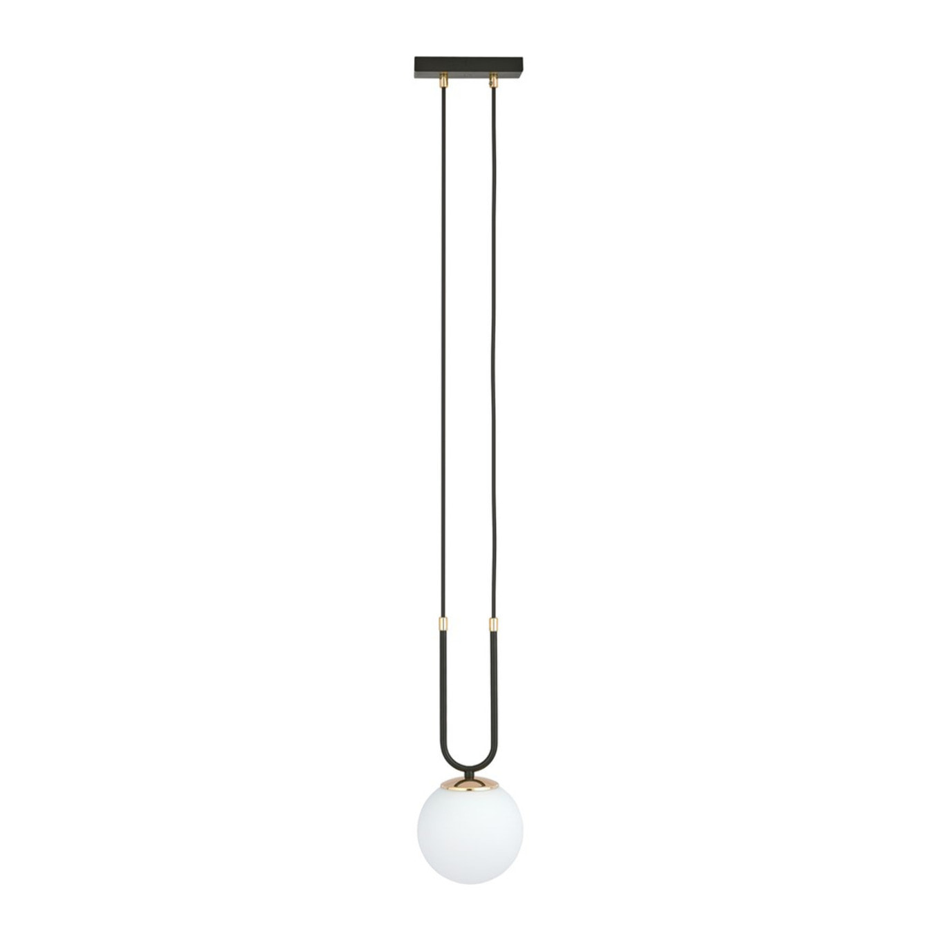 Lampada a sospensione GLAM in acciaio nero opaco e vetro opalino