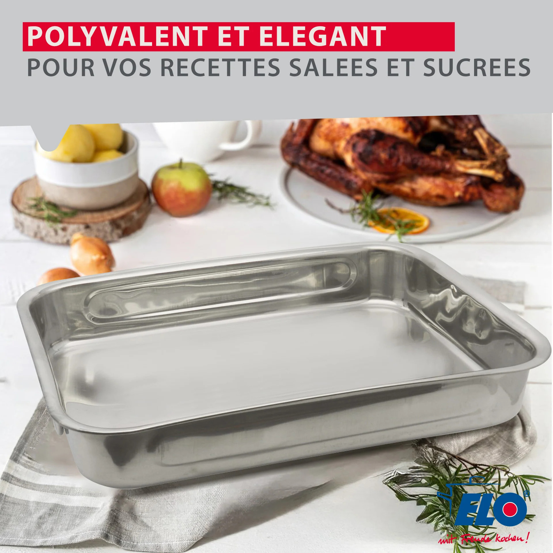 Ensemble de 2 Plats four en inox rectangulaire 27,5 x 20,4 x 6 cm en extérieur Elo Edition Red