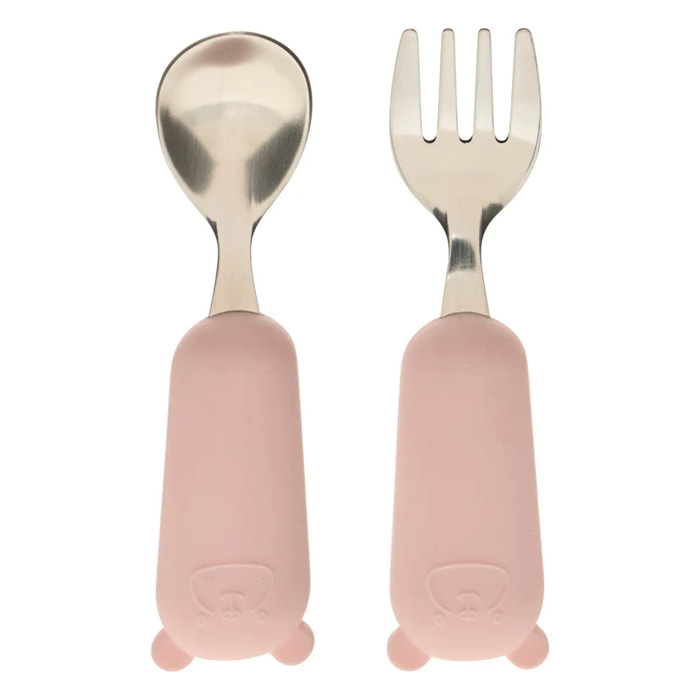 Set couverts cuillère et fourchette Yum l.16,5cm rose
